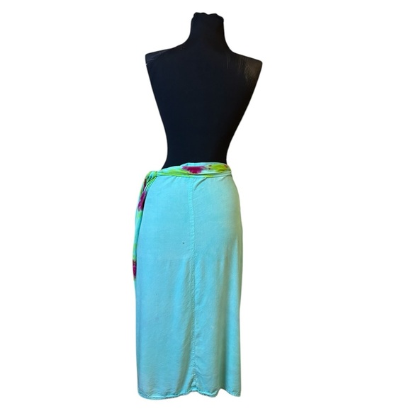 Green and Pink Floral Sarong Swim Cover-Up - Picture 3 of 13